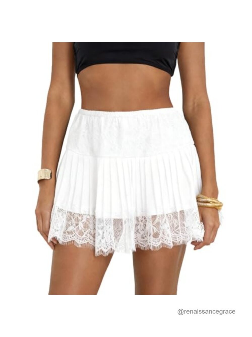 Women Y2K Lace Ruffle Mini Skirt Pleated Layered Half Slip Underskirt Flowy